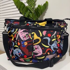 LESPORTSAC rare RYAN baby tote carryon monkey printed bag shoulder crossbody